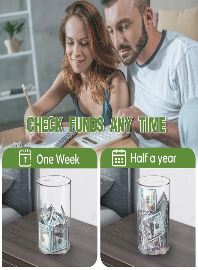 Thingrific Clear Piggy Bank for Adults/Kids, Acrylic Unopenable Money Box for Cash Coin Saving, Must Break to Open, Money Saving Jar for Adults Boys Girls, Size 6" H x 4" Diameter - Image 3